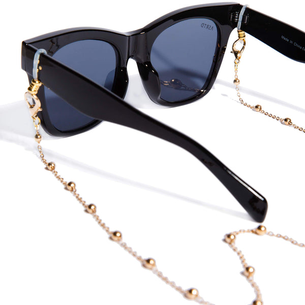 Auristi black and gold chain sunglasses Amazon.com: Stylish Black Glasses with Gold Chain - (1 Pc  main image 3