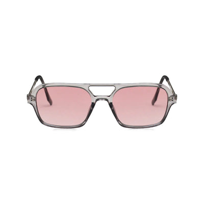 Wide Aviator Sunglasses with Pink Lens Front