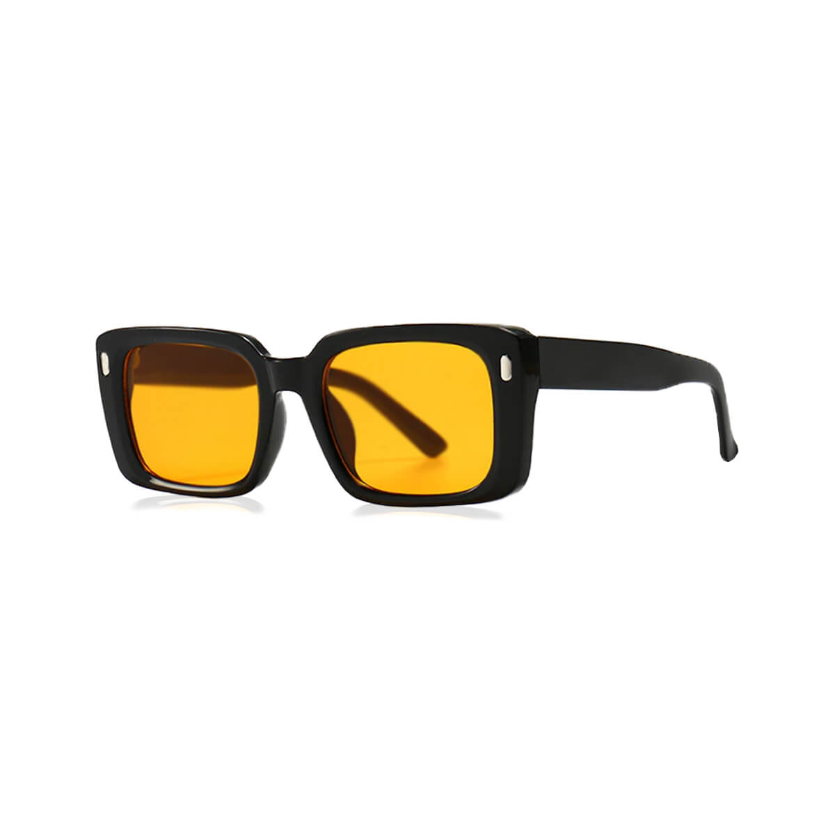 Black Frame Sunglasses With Orange Lens Side Left