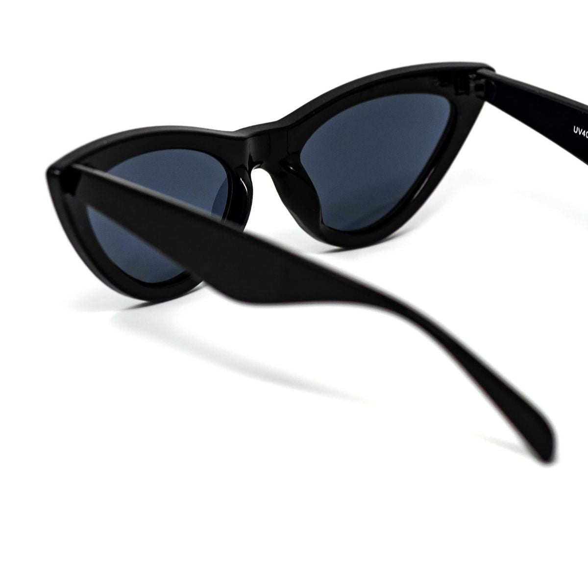 Cat Eye Black Frame and Lens Sunglasses Front