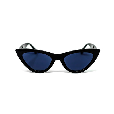 Cat Eye Black Frame and Lens Sunglasses Front