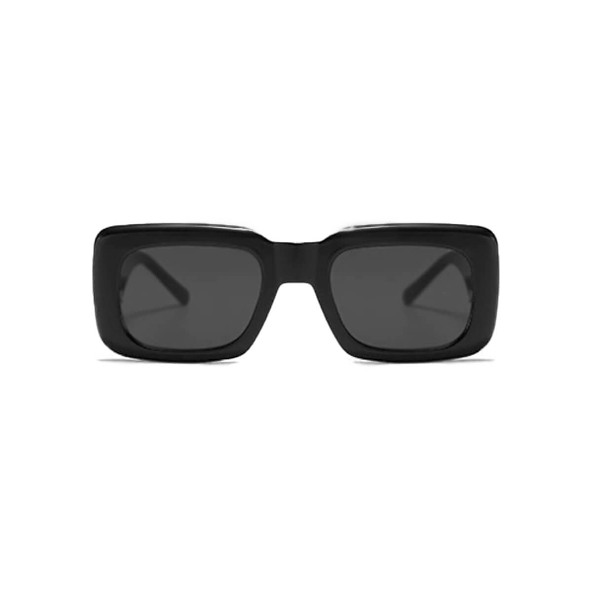 Oversized Black Frame and Lens Sunglasses Front