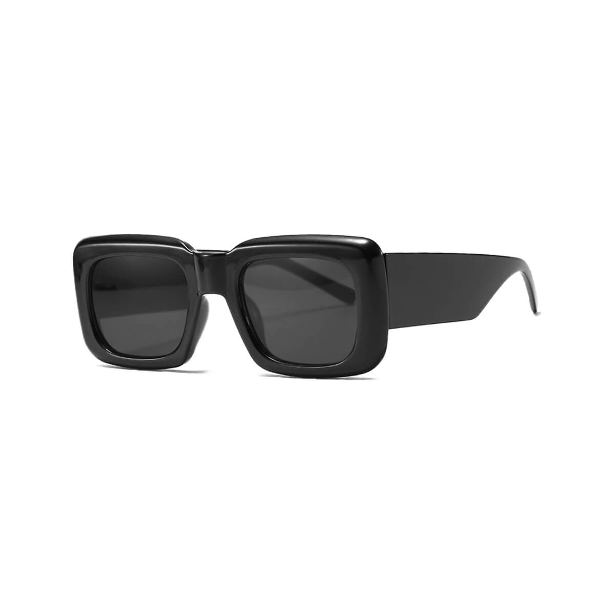 Oversized Black Frame and Lens Sunglasses Front