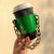 Reusable-Cup-Sleeve-Green-Vegan-Leather-Gold-Chain-Front